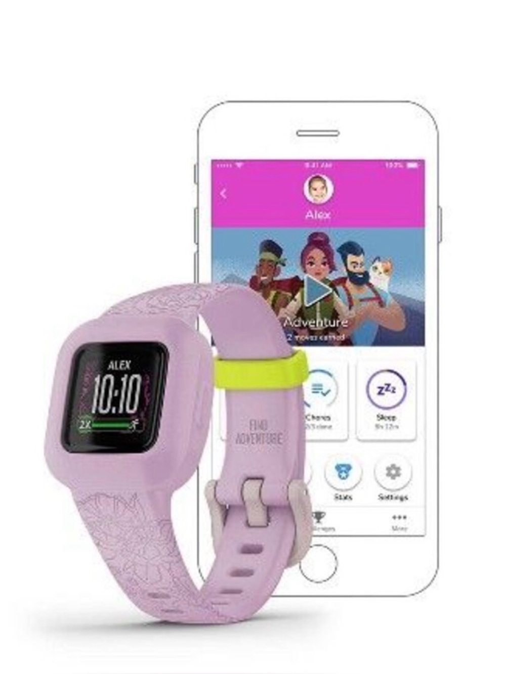 GARMIN VÍVOFIT JR 3 Lilac Purple Floral Kids Fitness Sleep Waterproof Tracker 🆕